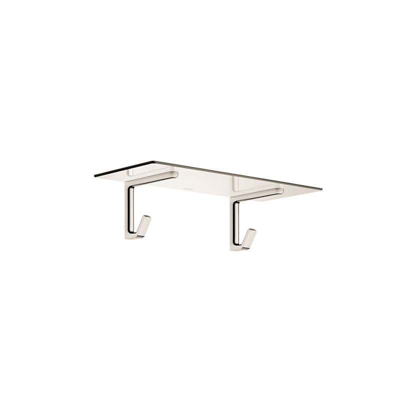 AXOR Universal Softsquare Towel Shelf With Robe Hooks, 6.2" H x 9.9" W x 9.882" D, Polished Nickel