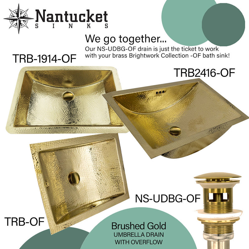 Brightwork Home 23.5'' L Bathroom Sink, Brass