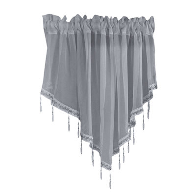Kbndieu Collections Floral Sheer Lace Shade Window Curtain with Scalloped Edges and Rod Pocket Top for Easy Hanging