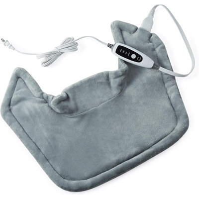 Coussin chauffant pour le cou et les épaules et le dos, coussins chauffants électriques lestés pour soulager la douleur, 4 réglages de chaleur, minuterie d'arrêt automatique de 2 heures, cadeaux d'anniversaire pour les femmes, les hommes et le père, gris