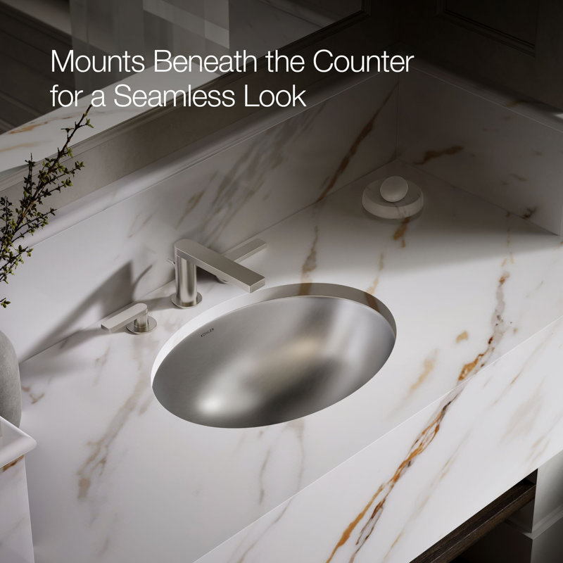 Rhythm Metal Oval Undermount Bathroom Sink, Satin