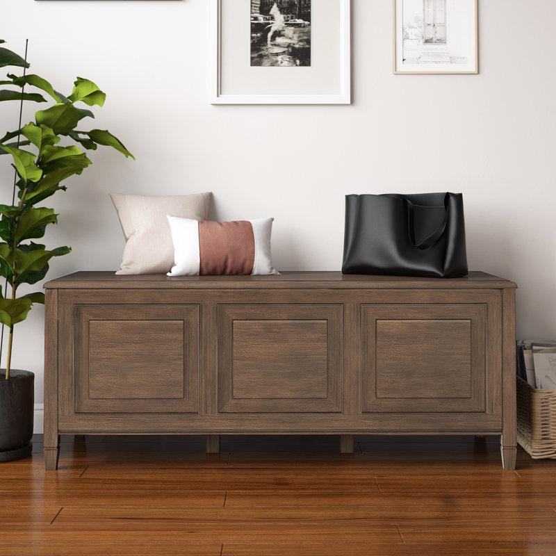 Coffre de rangement en bois massif brun vieilli Connaught