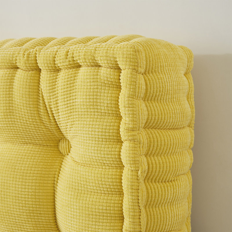 Rainha Rectangle Tufted Extra Thick Oversized Floor Pillow, Yellow