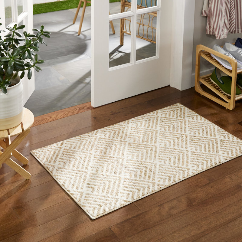 Walker Beige Tufted Washable Non-Slip Rectangular Rug