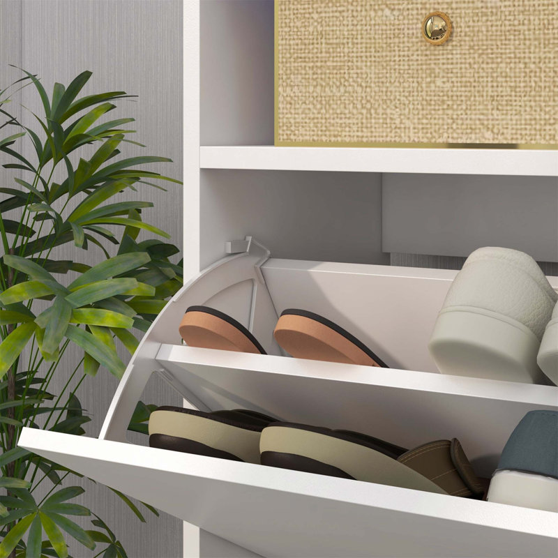 16 Pair Flip Down Shoe Storage, White