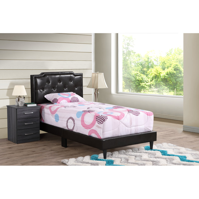 Upholstered Panel Bed, Twin, Cappuccino