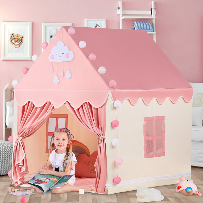 Kids Play Tents for Girls, Indoor / Outdoor Play House, Large Fairy Playhouse for Kids Princess Castle Tent Gift Toys for Girl Toddler Children(Pink)