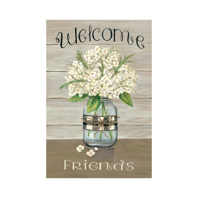«Welcome Friends Mason Jar» par Pam Britton - impression d'art graphique, Toile tendue, H 26 po x l 18 po x 1,5 po