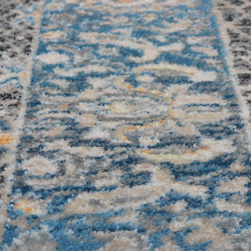 Beier Machine Made Polyester Area Rugs - Black Gray Color, Oriental Design, Low Pile Machine Made Area Rugs for Living Room, Bed Room