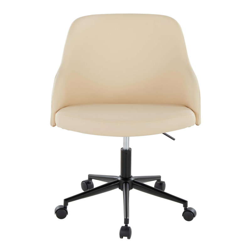 Ergonomic Office Chair With Adjustable Height, 360-Degree Swivel, Padded Faux Leather Seat And Backrest, Sturdy Metal Base With Casters For Comfort And Mobility.