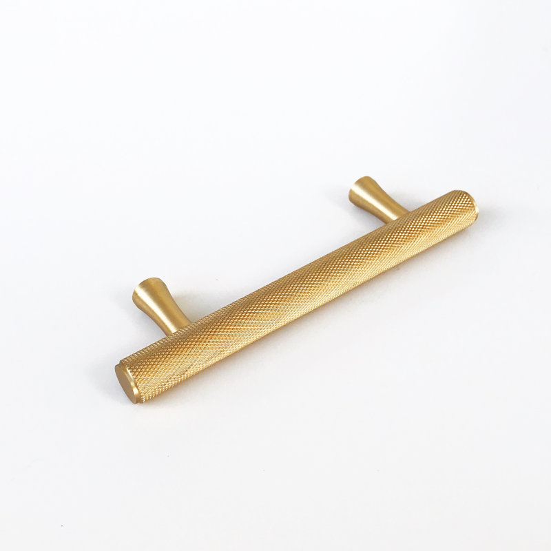 Texture 3" Center to Center Solid Brass Cabinet Handle, Brushed Brass