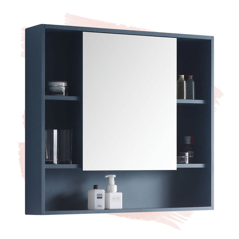 Armoire à pharmacie à sept tablettes avec cadre à fixation en surface Maisie, Bleu