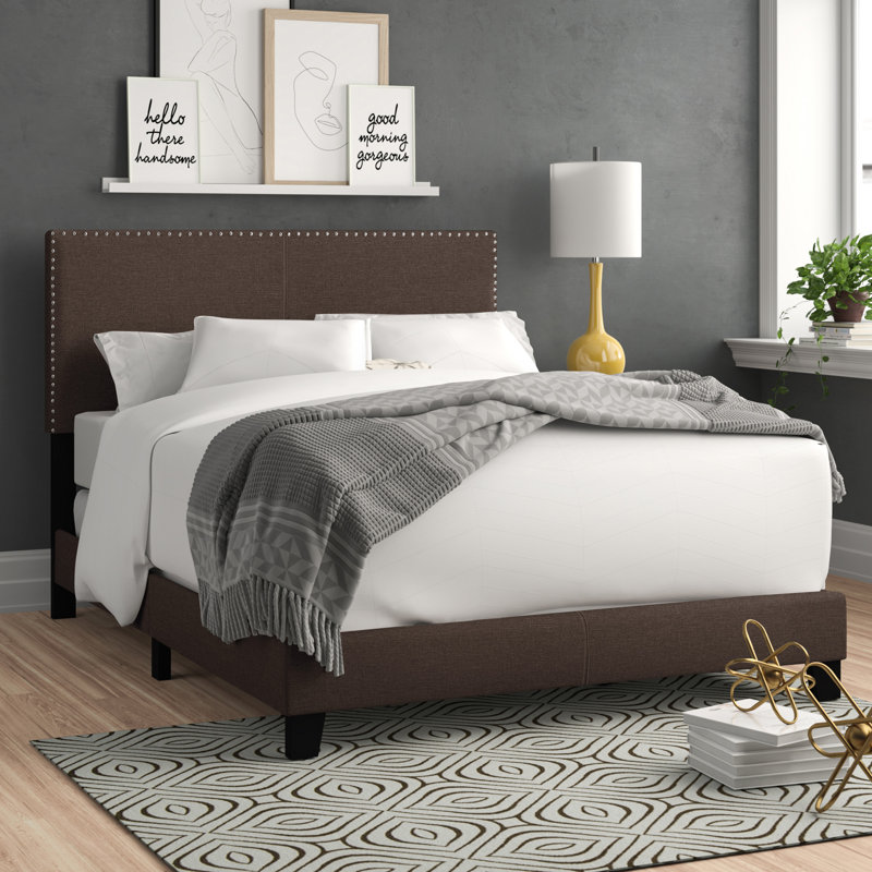 Marlene Upholstered Queen Panel Bed Charcoal, Queen, Charcoal