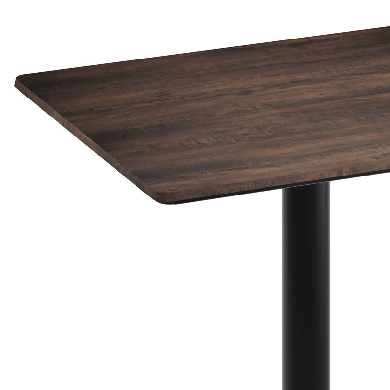 Commercial Seamless Surface Tabletop with Bar Height Round Base, Brown, 42"H x 29.75"L x 23.75"W