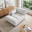 Chaise longue surdimensionnée rembourrée en chenille blanc cassé avec accoudoirs et coussins décoratifs-289331907