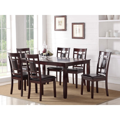 60.4" W 7-PCS DINING SET, CHERRY FINISH