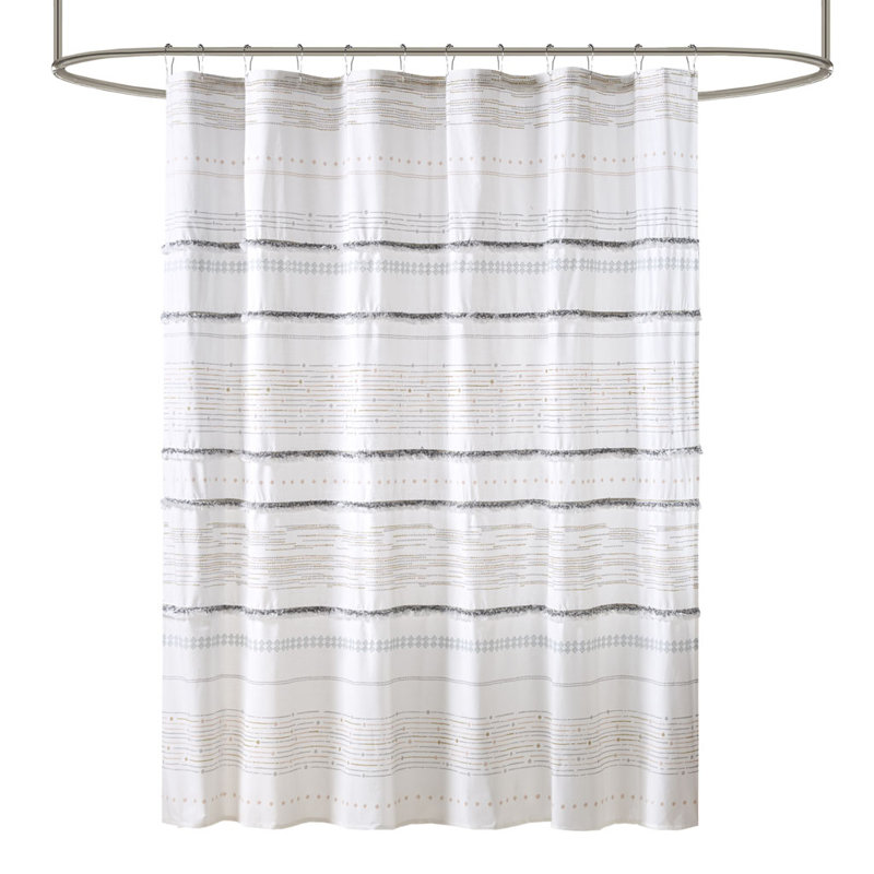 Cotton Printed Shower Curtain With Trims