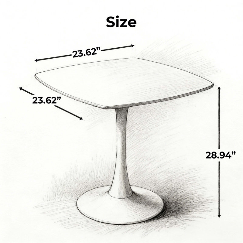 Table de salle à manger 24 po à piédestal carré blanc, petite table moderne en panneau de fibres à densité moyenne pour 2 à 3 personnes, table de cuisine compacte pour petits espaces