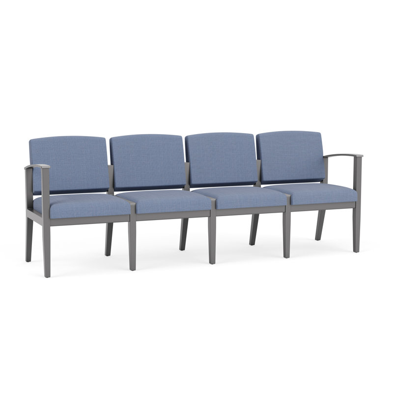 Siège tandem 4 places Amherst, Chambray bleu marine clair, Étain
