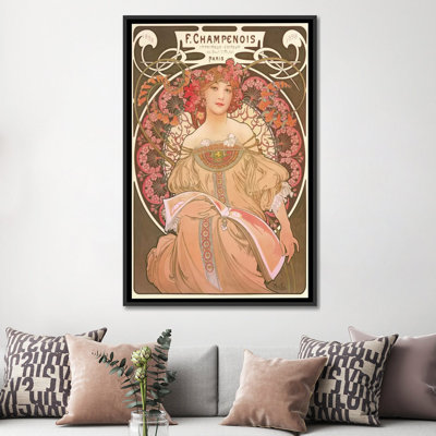 «Reverie» par Alphonse Mucha par Alphonse Mucha - estampe numérique sur toile tendue avec châssis