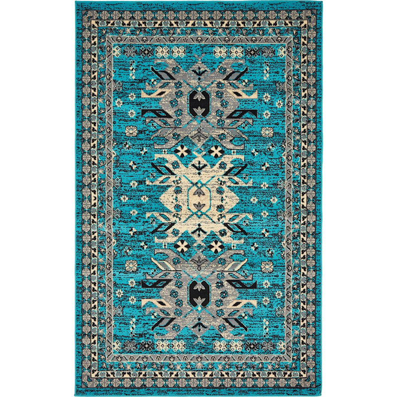 Tapis turquoise Adonnis, Rectangle 2 pi 2 po x 3 pi
