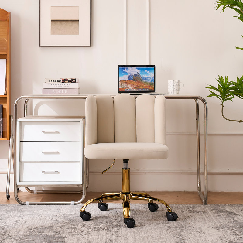 Chaise de coiffeuse avec dossier Venilale, Brun clair