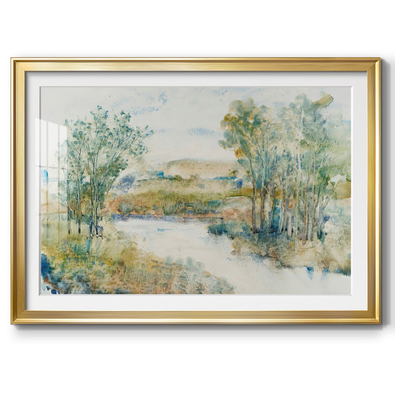 " Trees On The Creek I ", Gold, 30" H x 44" W x 1.5" D