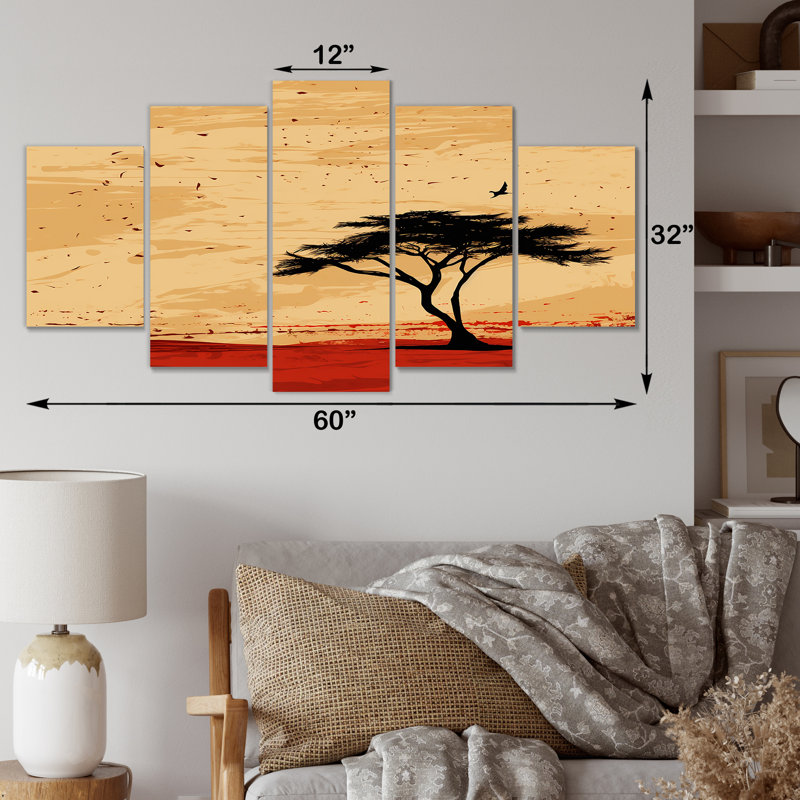 «African Tree Harmony I» - ensemble de décoration murale arbre africain