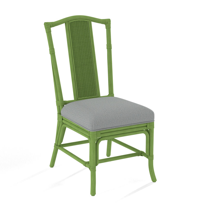 Drury Lane Slat Back Side Dining Chair, Frost White, Light Blue Performance Fabric; 0851-55