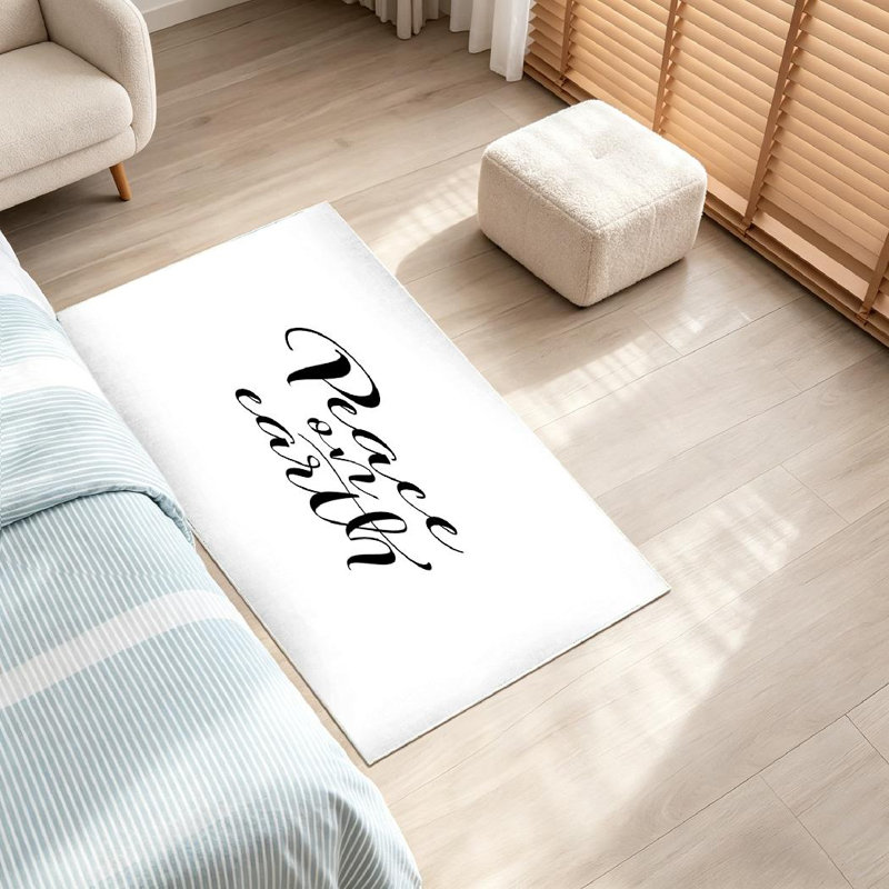 Tapis noir noir lavable à la machine, Rectangle 32 po x 47 po