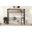 Lit mezzanine en métal avec bureau intégré, tablette de rangement et échelle, noir-1430273299
