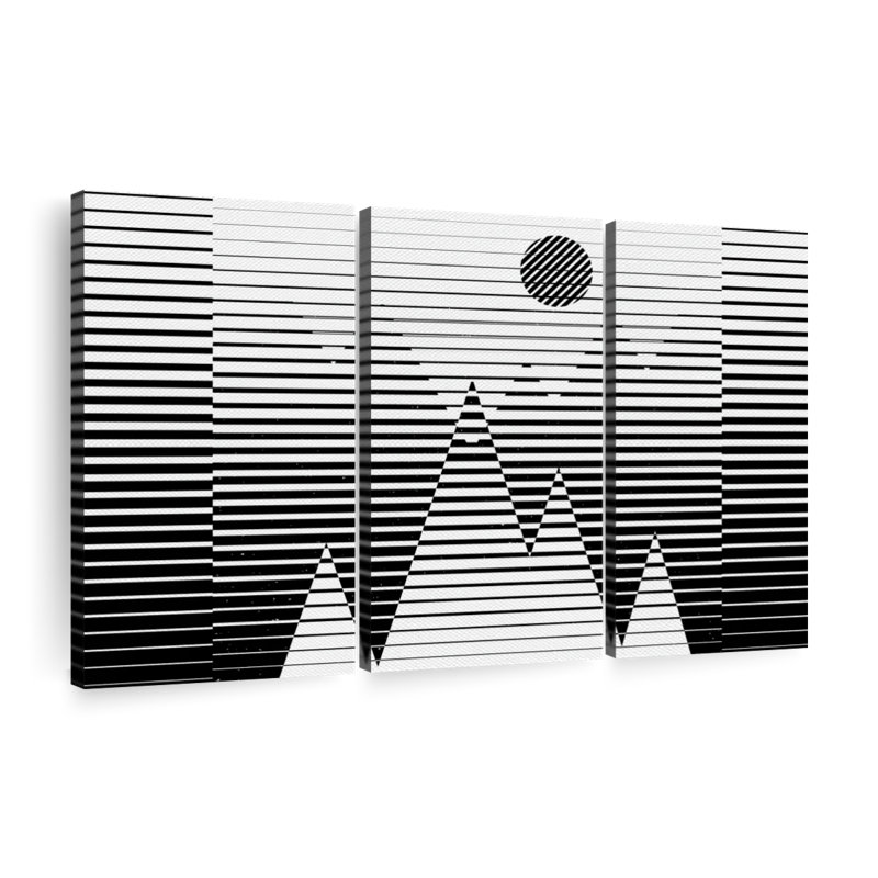 «Mountain Geometric Illusion Mountain», ensemble de 3 impressions sur toile par Jonathan A., H 24 po x l 38 po x P 1,25 po