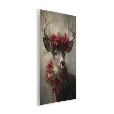 Plaque de cerf de Noël poinsettia, design par Tina LeCour