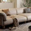 Canapé modulaire kaki en cuir véritable-951172860-951172859