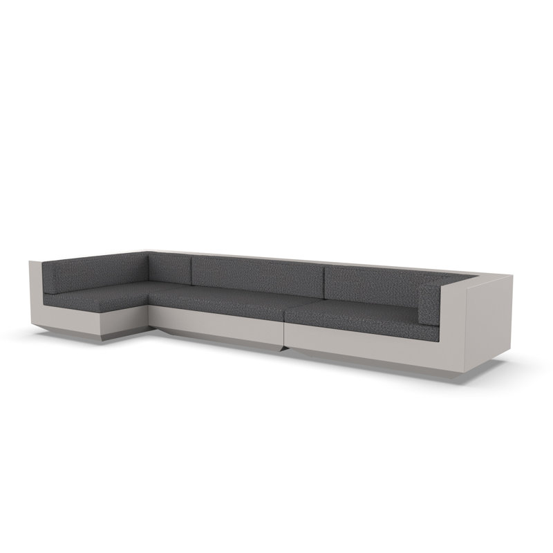 Vela 165" Wide Outdoor Reversible Patio Sectional with Cushions, White, White