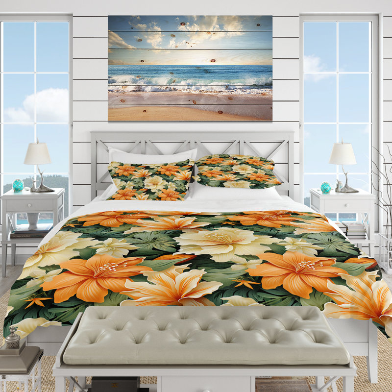 Ensemble de housse de couette Mango Bloom, Housse de couette pour très grand lit et 2 très