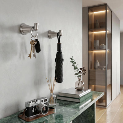 Heavy Duty Bathroom Hook Wall Mounted, Brushed Nickel Towel & Robe Hook, Single Utility Hook for Home Organization