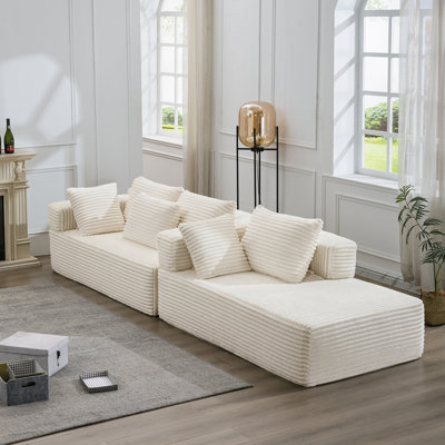 Canapé modulaire rembourré en flanelle en L de 106,3 po Boneless