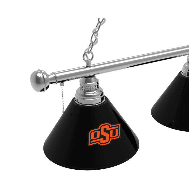 3 - Light Pool Table Lights Pendant, Chrome, Oklahoma State Cowboys