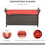 Banc de rangement de patio rouge de 27 gallons avec poignées et coussin, fait de bois d'extérieur pour un panier élégant, coussin de jardin