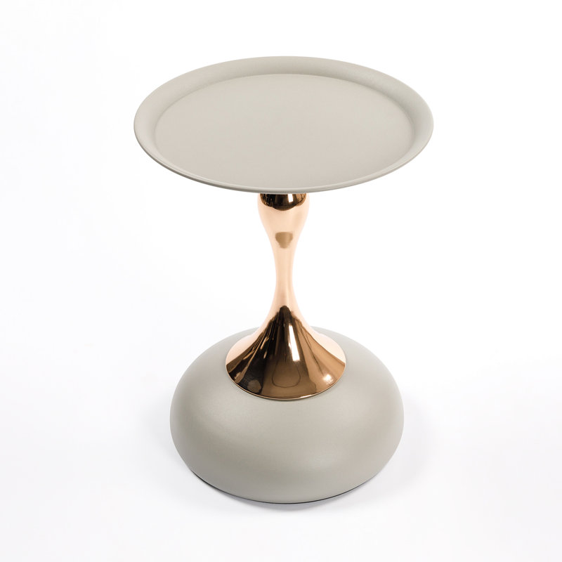 Round Metal Table - Tail Theme For Living Room Use Frame Side Home, Matte Gray, Matte Gray