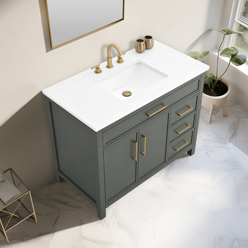 Wenniah 42" Single Vanity, Vintage Green/Brushed Bronze