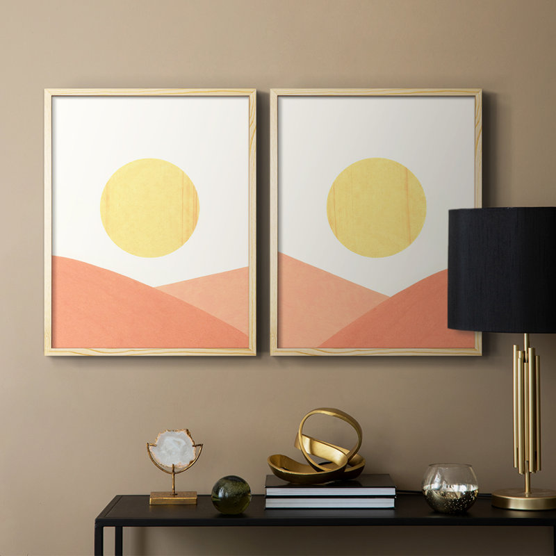 Simple Boho Sun I - impression encadrée de qualité supérieure - prête à être accrochée - aucun clou requis - aucun clou requis