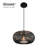 Luminaire suspendu noir mat 1 lumière avec abat-jour en rotin Baney