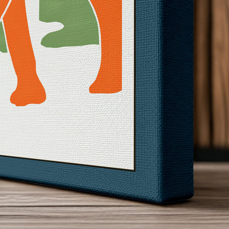 Walking Elephant Boho - Print, 30x20 - 76.2 x 50.8 cm, Teal Border