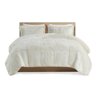 Twin/Twin Xl Comforter . Shaggy Fur Texture. Fill. 1 & 2 Shams. Bedroom Decor Mini Warm And . Down Alternative Filling. Wash Dry With Ease. Enhancement