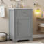 Meuble-lavabo de 20 po avec lavabo et panneau de fibres à densité moyenne, porte à fermeture en douceur, support à deux niveaux + tablette réglable, robinet à un trou, bouchon de 100 lb, peu encombrant-56478599