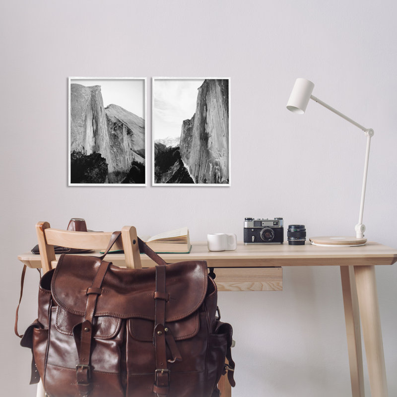 Ensemble de 2 giclées encadrées monochromes Yosemite Cliff, design par Gemma Bardot, H 18 po x l 12 po