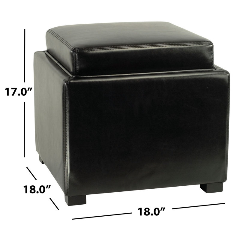 Alesea Upholstered Ottoman, Black Faux Leather