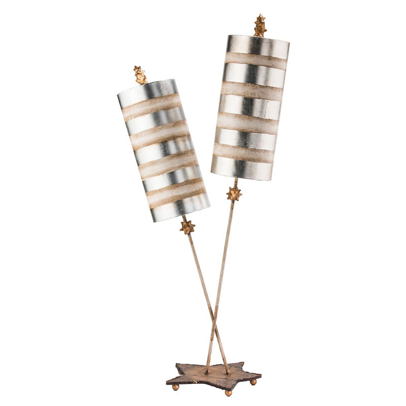 Hornby Table Lamp, Silver Leaf and Cream/Silver